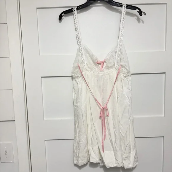 New! For Love & Lemons White Alexa Slip Mini Dress Size Large 23985 - Picture 3 of 14